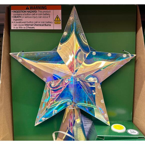 Light Up LED Iridescent 3D Twinkling Star Christmas Tree Topper 12" Multi Lit - Picture 10 of 15